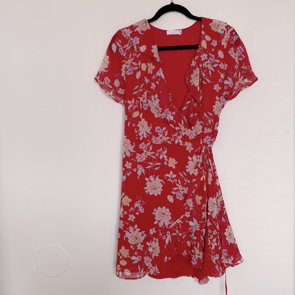 Women’s large Lush red floral wrap dress